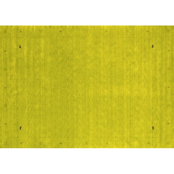 Ahgly Company Indoor Rectangle Abstract Yellow Contemporary Area Rugs, 2' x 5'