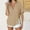 Khaki, variant on Rezuofi 1 Pcs Womens Short Sleeve Button Down Shirts Cotton Linen V Neck Side Slit Blouse Summer Casual Loose Fit Beach Tops