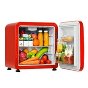 Costway 1.6 Cubic Feet Compact Refrigerator Reversible Door Mini Fridge Red