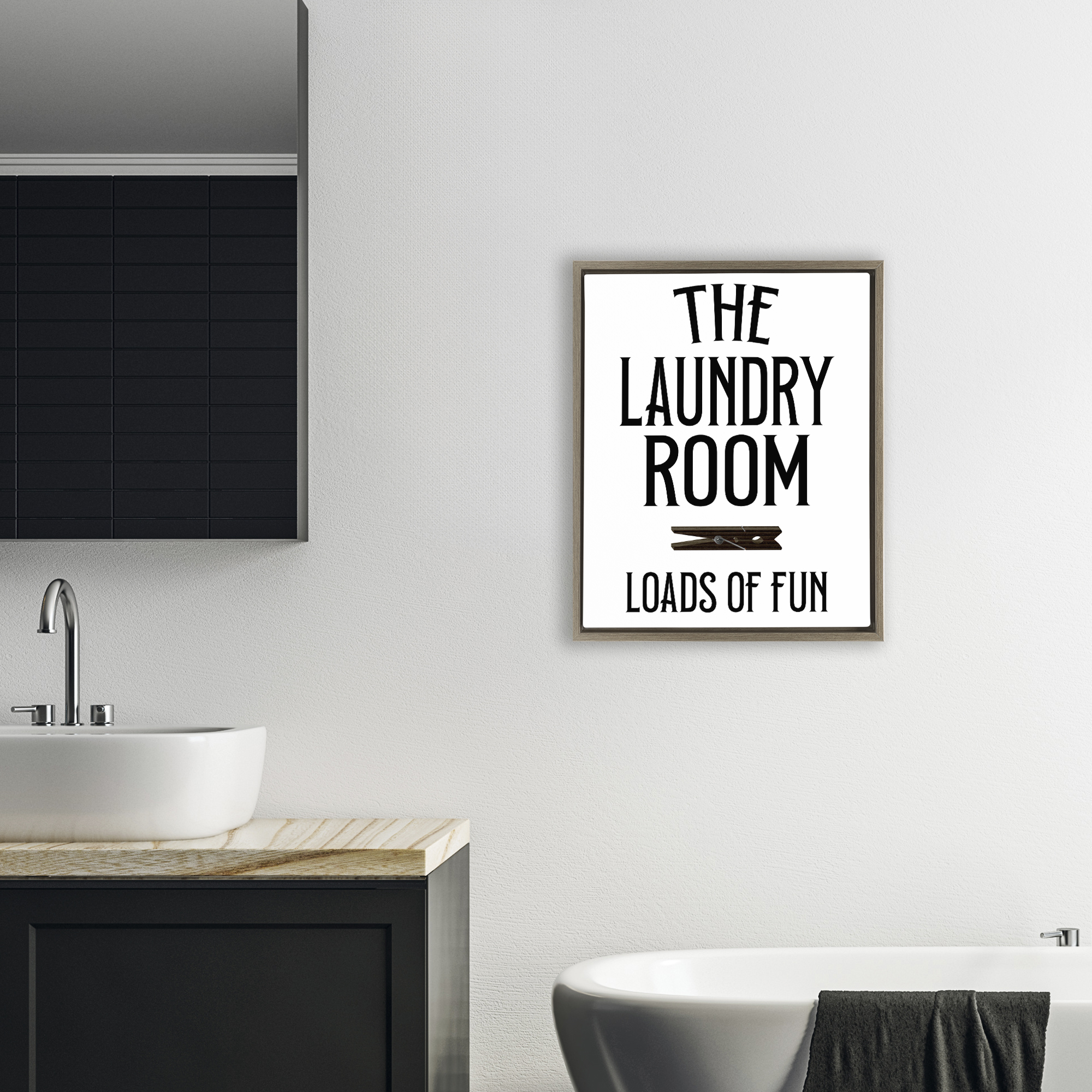 Loads Of Fun Clothespin Brown Framed Floater Canvas Wall Art, design by Kim Allen
