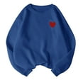 thumbnail image 2 of Blue Womens Fall Tops Heart Pattern Pullover Sweatshirt Casual Long Sleeve Crew Neck Sweatshirt for Fall & Winter Women's Clothing Sweaters for Women, 2 of 3
