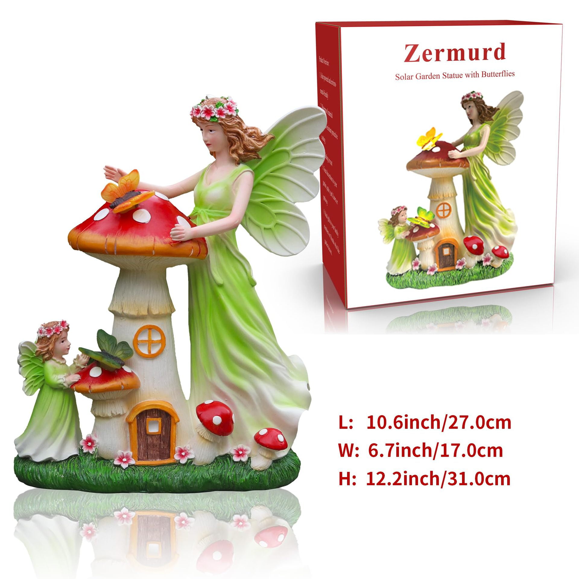 Garden Statue Outdoor Solar Fairy Statue 12.2" Tall Statues for Yard Art Lawn Ornaments Porch Patio Balcony Home House - Birthday Gifts for Grandma Mom Women