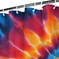 thumbnail image 3 of Red and Orange Tie Dye Pattern Modern Waterproof Shower Curtain Set with 12 Hooks, Washable Decorative Bathroom Shower Curtain, 3 of 6