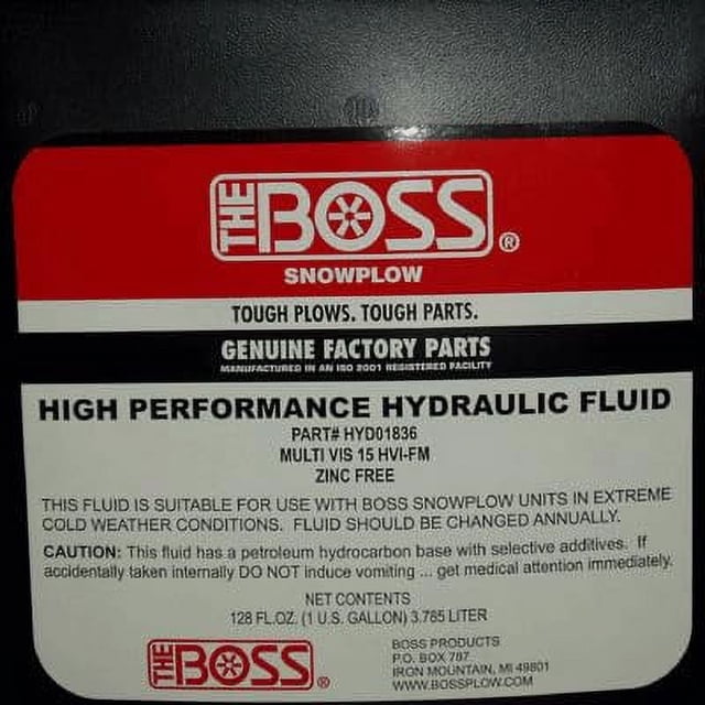 Boss Snowplow Huile Fluide Hydraulique 1 Gallon HYD01836