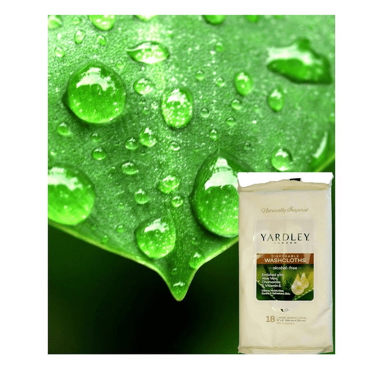 Yardley London, Disposable Aloe Vera Washcloths Set, 18 Count, 2