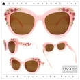 thumbnail image 4 of Womens Metal Flower Foliage Jewel Brow Trim Oversize Cat Eye Sunglasses Peach - Brown, 4 of 9