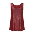 thumbnail image 4 of Yigetop Sequin Tank Tops for Women, Womens Summer Fashion Sequin Tops Neck Sequin Sleeveless Tanks Tops Blouses Sparkly Tops for Women Wine 2XL, 4 of 6
