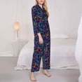 thumbnail image 3 of Balery Multicolor Bowling Conjunto de Pijama con Estampado para Mujer, Conjunto de Dos Piezas con Manga Larga, Ropa de Dormir Suave con Bolsillos, Pijamas Cómodos-Medium, 3 of 7