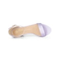 thumbnail image 4 of BLISSFUL STEP Women's Shoes Satin Chunky High Heel Ankle Strap Open Toe Sandals Light Purple 8, 4 of 6