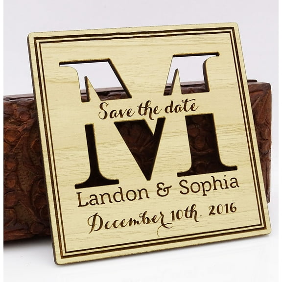 Personalized Save The Date Wooden Engraved Magnets 20 Rustic Wedding Announcements With Envelopes
