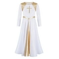 thumbnail image 4 of vastwit Girls Church Choir Anthem Dress Metallic Shiny Contrast Color Long Sleeve Party Dresses White 8, 4 of 7