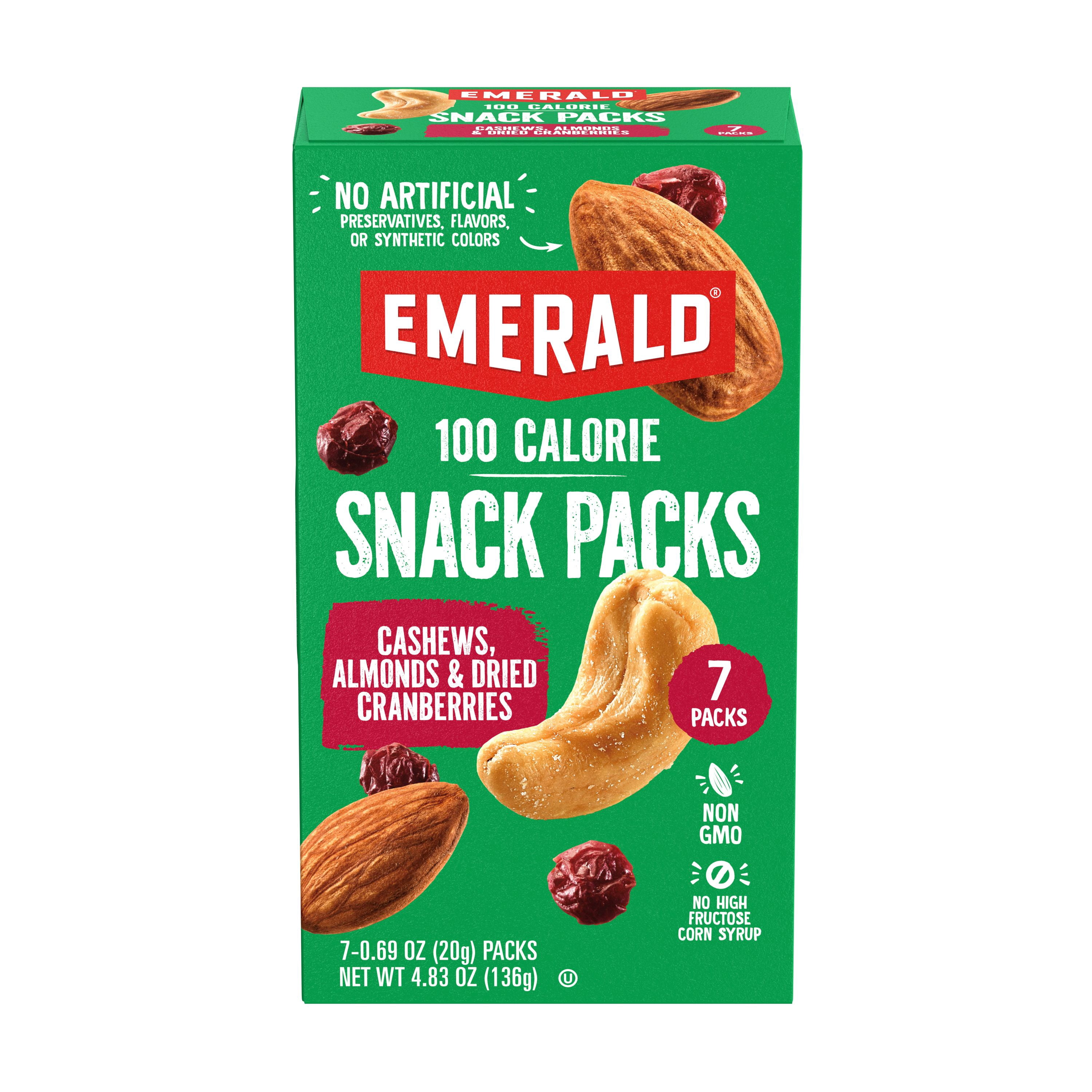 Emerald Nuts Cashews and Almonds With Dried Cranberries, 100 Calorie Packs, 4.83 oz (Pack of 6)