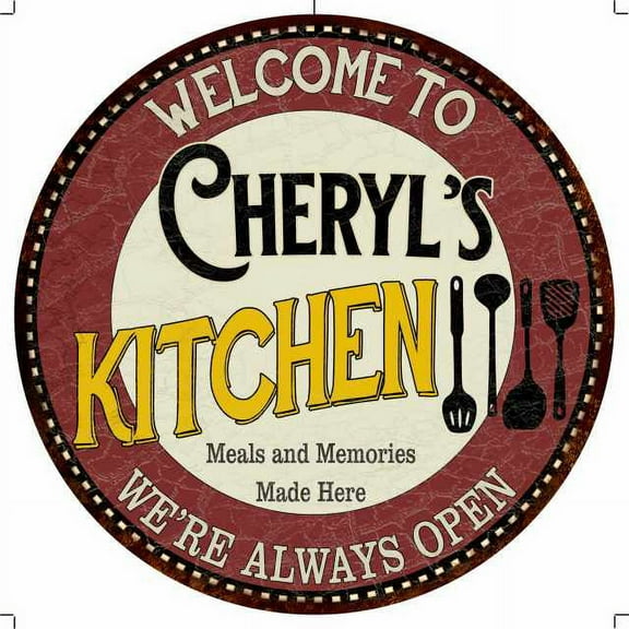 Cheryl's Kitchen 14" Round Metal Sign Bar Game Room Wall Decor 100140040061