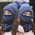 thumbnail image 2 of Zmeidao Hat Female Winter Warm Woolen Hat Warm Cute Female Hat Three-piece Ear Protection Knitted Hat, 2 of 3