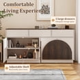 thumbnail image 5 of Aphthongs Modern Fluted Sideboard Cabinet, 65" W Symmetrical Arc Accent Sideboard Buffet Cabinet with Storage & 3 Drawers, Fluted Buffet Cabinet, Credenza, Wood Mid Century Cabinet, White, 5 of 8
