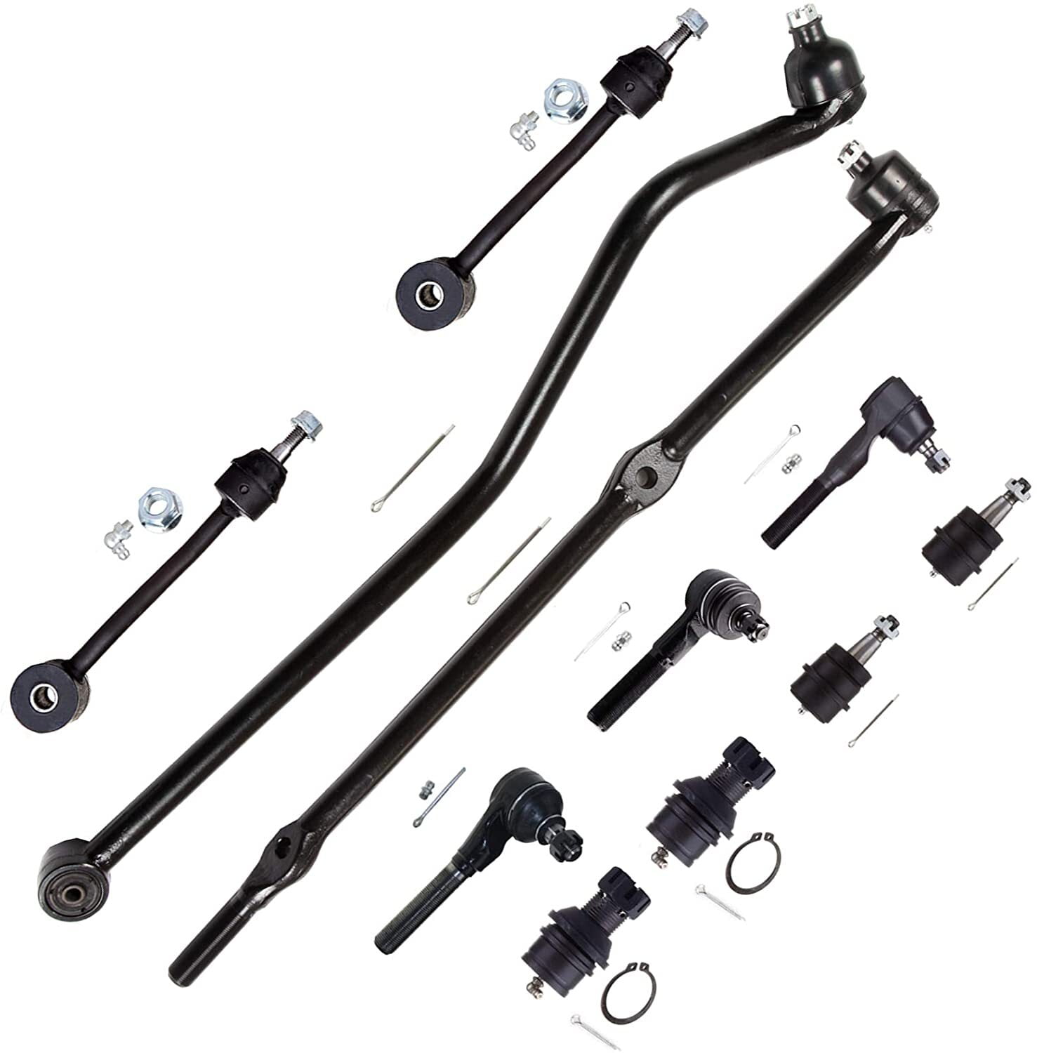 TUPARTS 10-Piece Front Inner Steering Tie Rod End Front Lower Ball Joint Sway Bar Front Track Bar Front Upper Ball Joint Rear Track Bar Suspension Replacement fit 1997-2006 Jeep Wrangler Part 