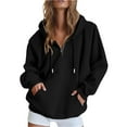thumbnail image 3 of NMMUED 1/4 Zip Pullover Women, Fall Jackets for Women, Hooded Sweatshirt Women, Fall Clothes for Women, Sweatshirt for Women, Black 3XL, 3 of 9