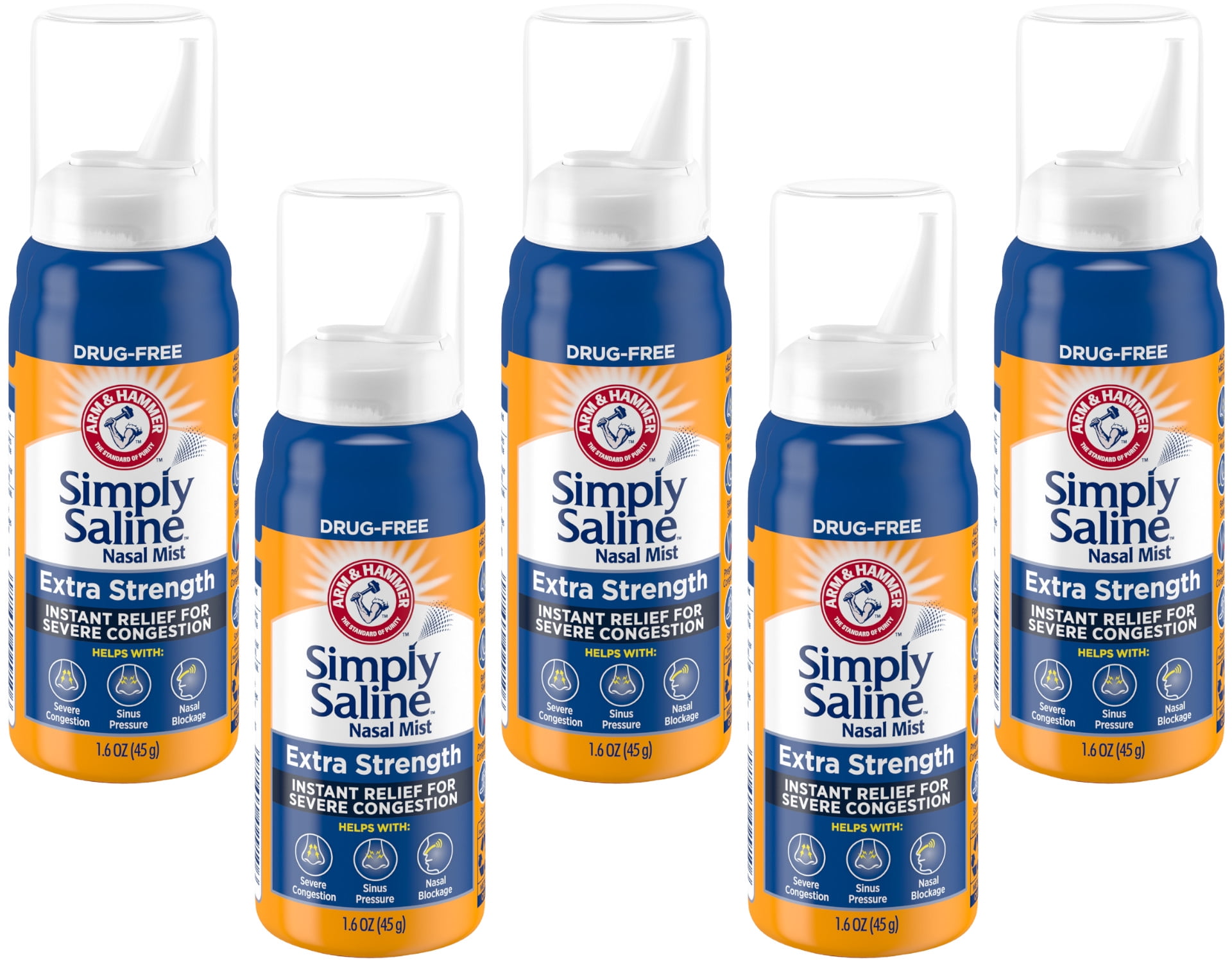 5 Pk Simply Saline Nasal Mist Extra Strength for Severe Congestion 1.5 Ounces Ea