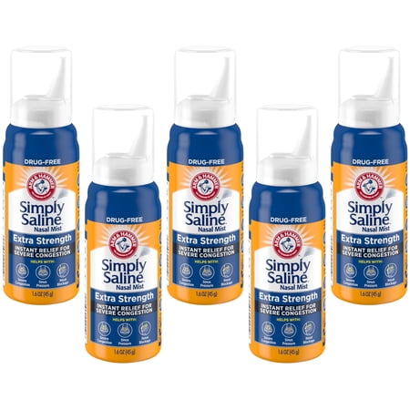 5 Pk Simply Saline Nasal Mist Extra Strength for Severe Congestion 1.5 Ounces Ea