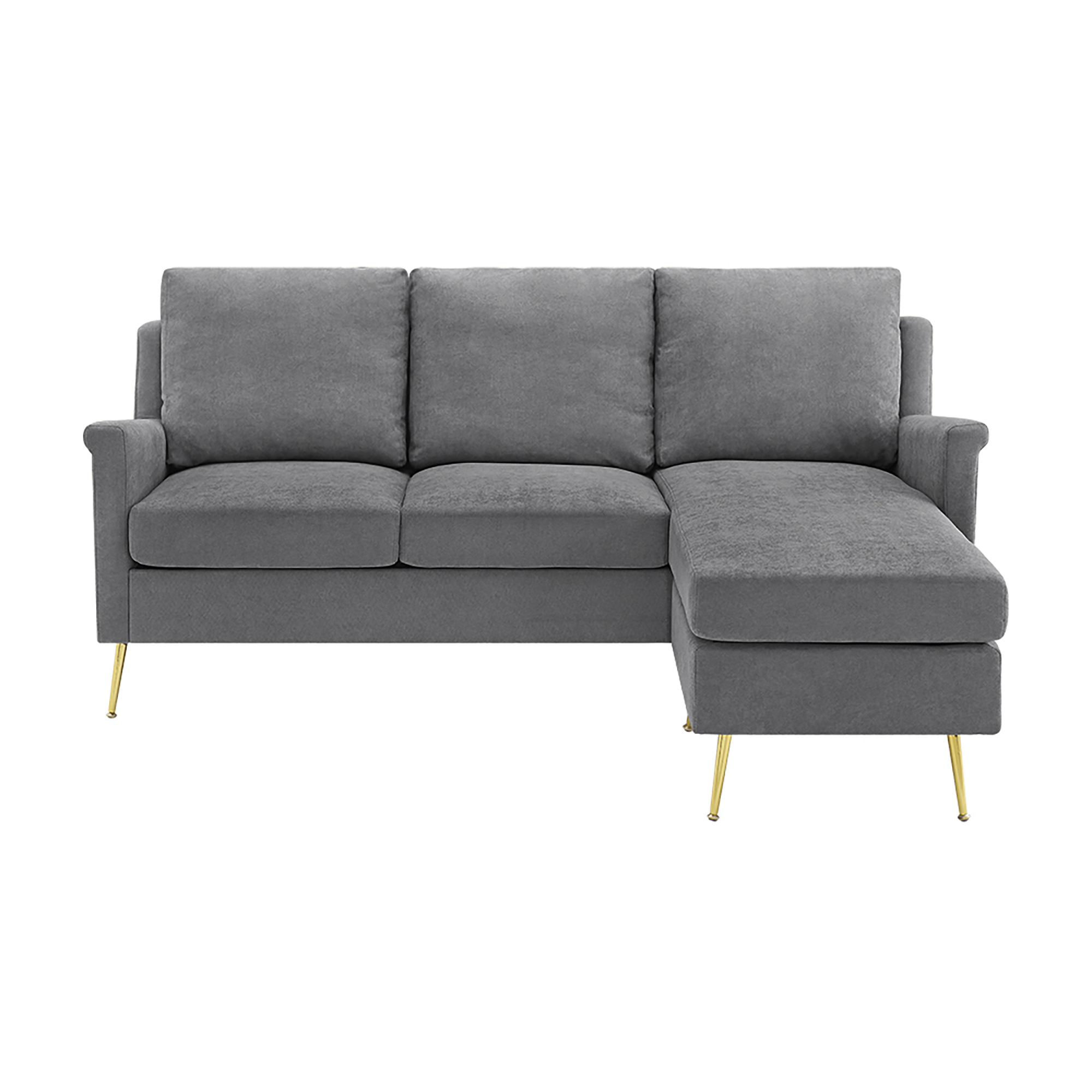 Apartment Sectional with Gold Legs, Grey - image 4 of 9