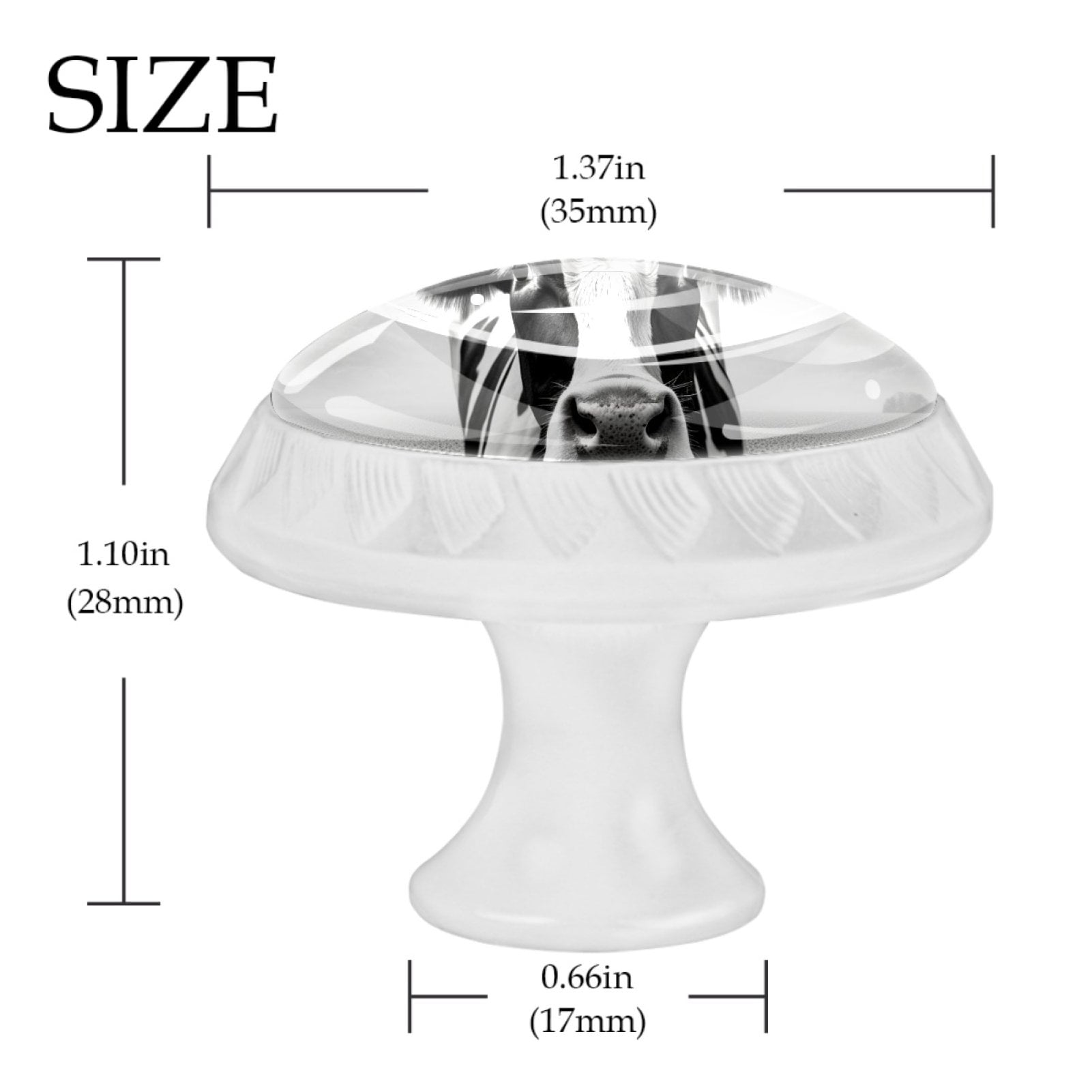 4 Pcs Cow and Sunflower Knobs for Kitchen Cabinet Cupboard Dresser Bookcase Drawer Pulls Handles Round Home Decor