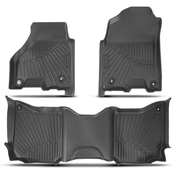 Maxpeedingrods Floor Mats for Dodge Ram 1500/2500/3500 Crew Cab 2013-2018 & Ram 1500 Classic Crew Cab 2019-2024 | All-Weather TPE Liners | Custom Fit Front & Rear | Non-Slip Black Rubber Car Mats