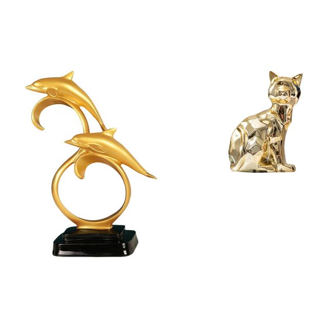 Figura de gato delfín moderna y realista, escultura artística, artesanía coleccionable, adorno decorativo para el hogar, la oficina, el escritorio, la