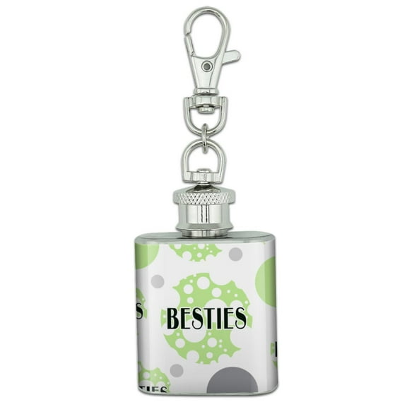 Besties Best Friends Stainless Steel 1oz Mini Flask Key Chain
