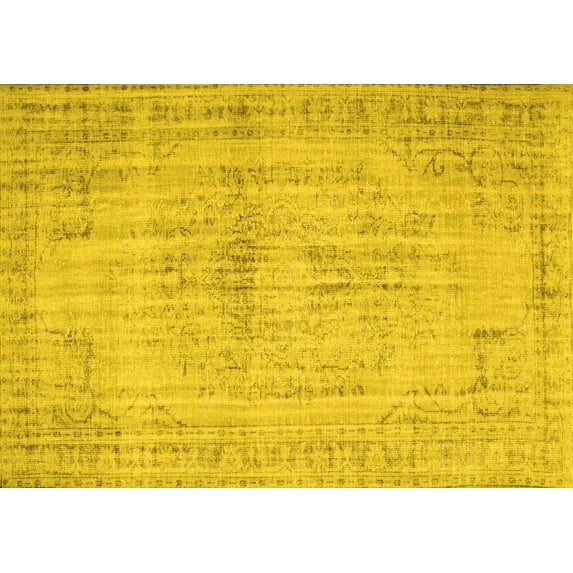 Ahgly Company Indoor Rectangle Abstract Yellow Contemporary Area Rugs, 3' x 5'
