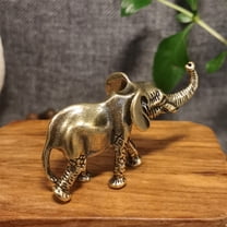 OFFIGAM Cute Elephant Figurines Vintage Brass Elephant Shape Desk Accessories for Men Women 1Set