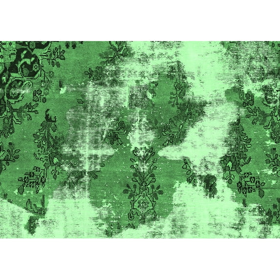 Ahgly Company Indoor Rectangle Abstract Emerald Green Modern Area Rugs, 2' x 5'