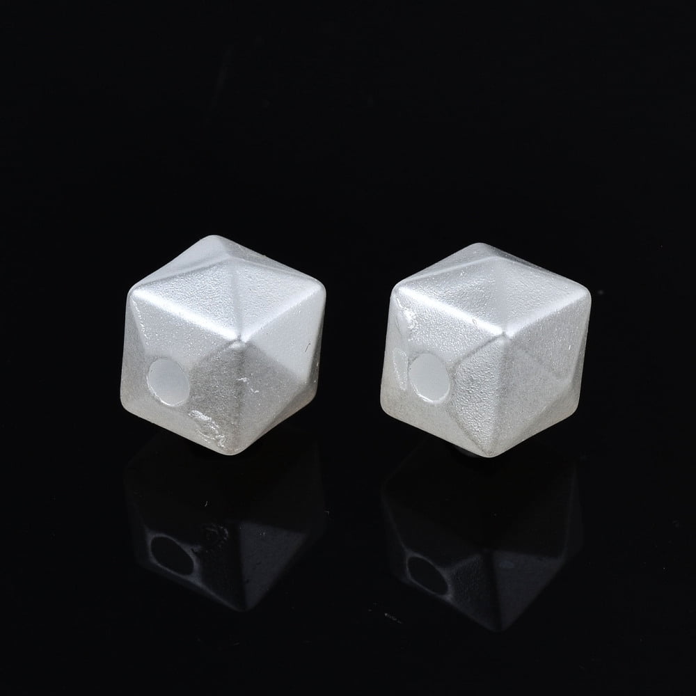 500gs ABS Plastic Imitation Pearl Beads Faceted Cube Creamy White 7x8x8mm Hole: 1.8mm about 1690pcs/500g