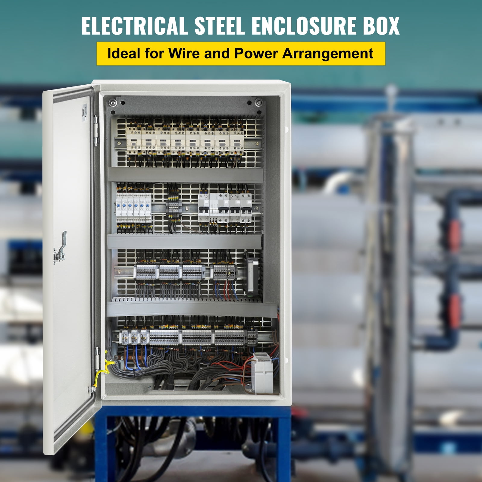 VEVOR NEMA Steel Enclosure, 20 x 12 x 10" NEMA 4X Steel Electrical Box, IP66 Waterproof & Dustproof, Outdoor/Indoor Electrical Junction Box, with Mounting Plate