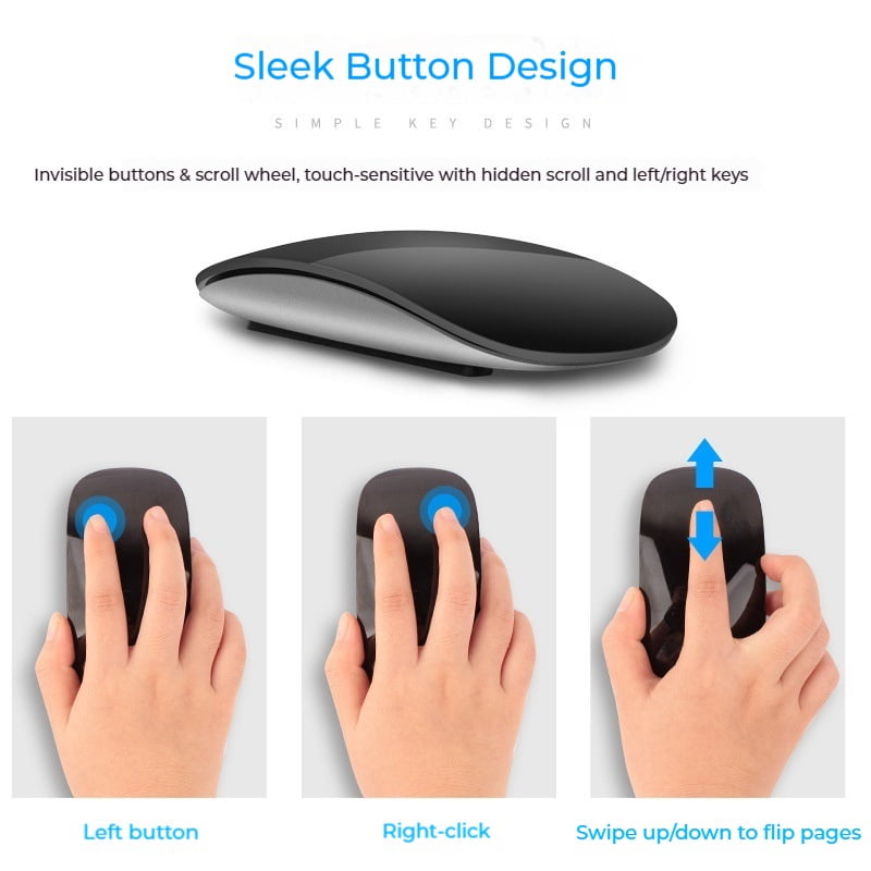 Wireless Multi-Touch Surface Magic Mouse Alternative USB C Rechargeable Bluetooth Mouse Compatible with MacOS/Windows/Linux/Android Laptop Desktop PC Smartphone Tablet (White)