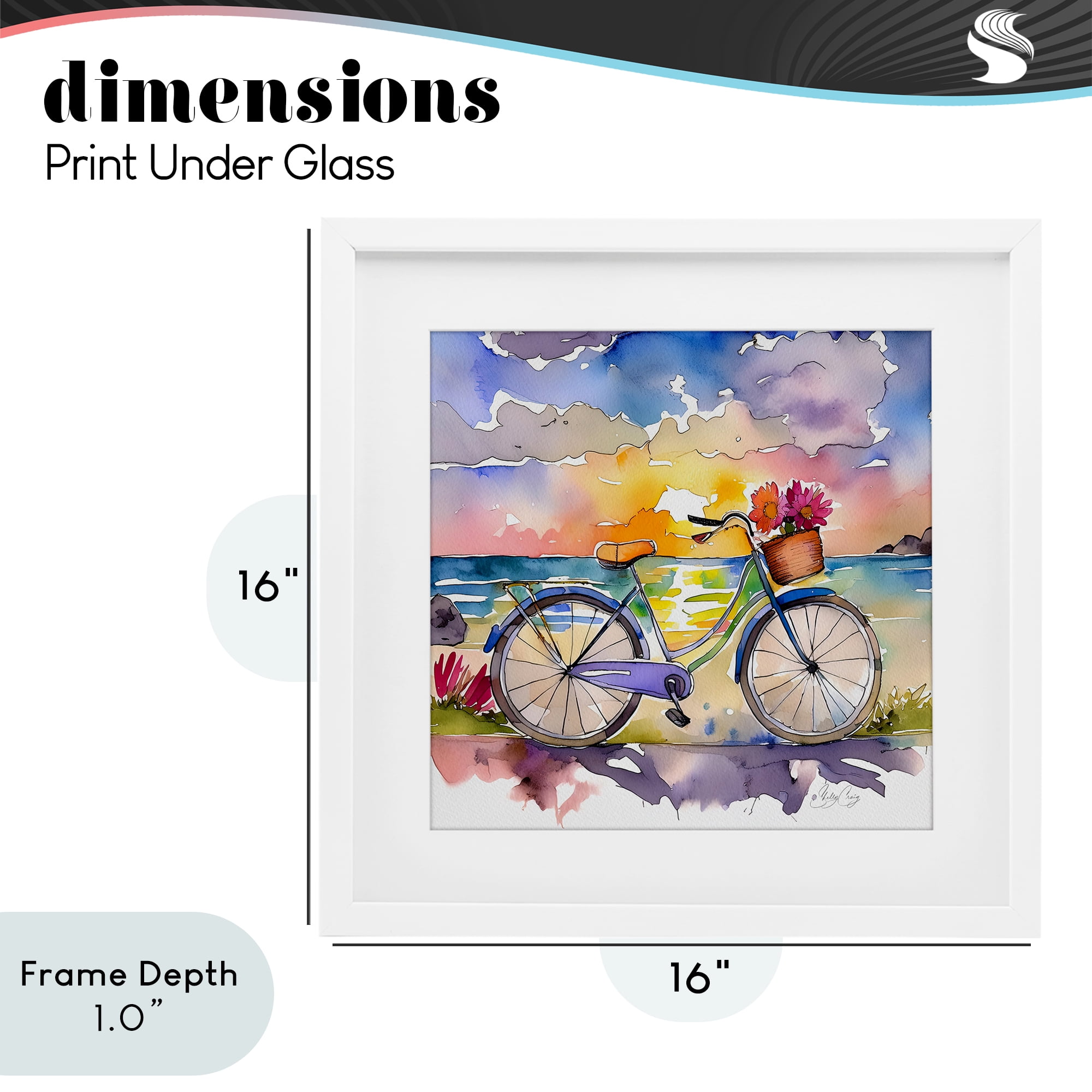 Stupell Industries Bicycle By The Seaside White Framed Print Under Glass, design by Shelly Craig