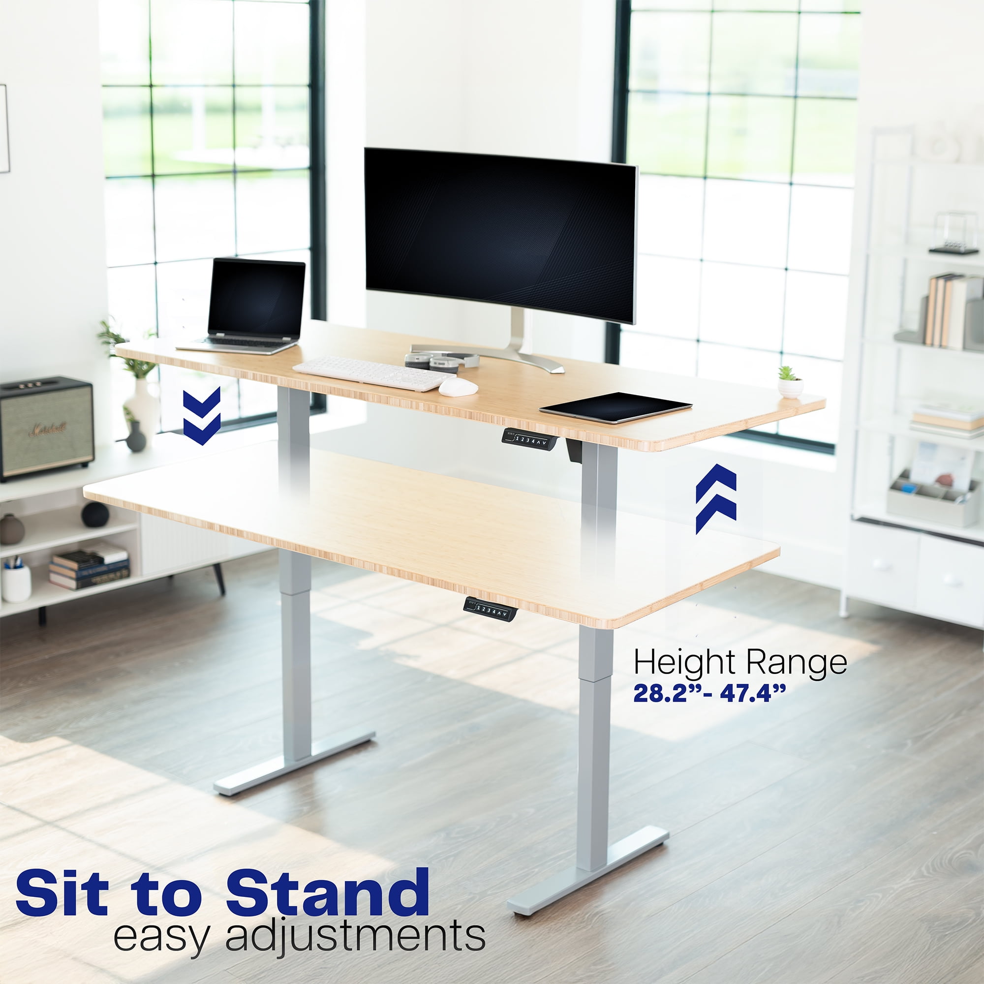VIVO Gray Electric Stand Up Desk Frame, Single Motor Standing Adjustable Base