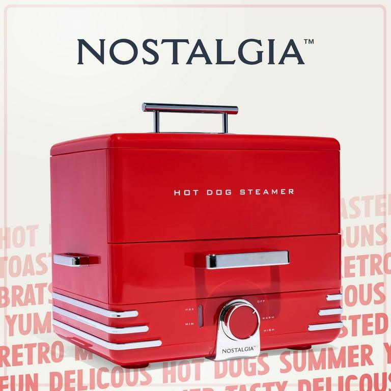 Nostalgia Hot Dog Machine Maker & Bun Warmer, NHDS206RD Steamer