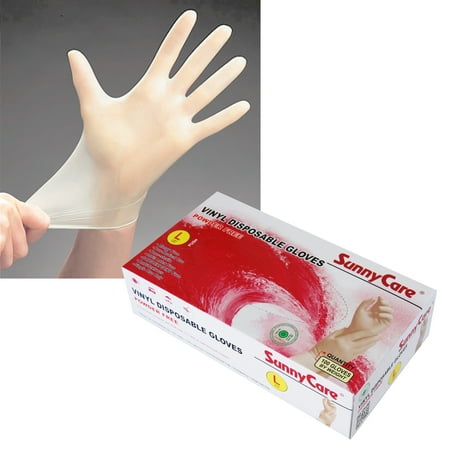 

100 SunnyCare #7803 Vinyl Disposable Gloves Powder Free (Latex Nitrile Free) -L