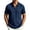 Navy, variant on Men's Linen-Blend Quarter-Zip Golf Shirt, Textured Fabric with Open Collar, Short Sleeve Casual Top Khaki S