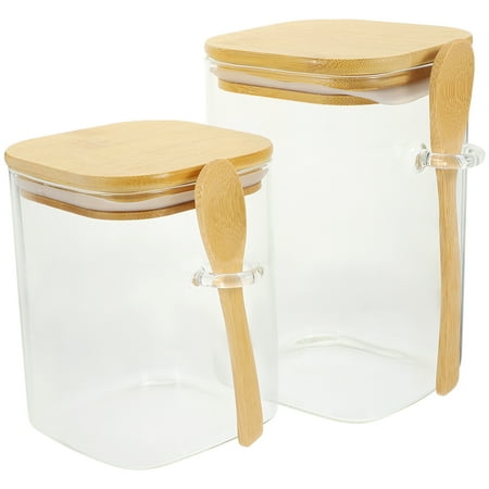 

FRCOLOR 2 Sets of Transparent Glass Jars Scented Tea Storage Containers Coffee Bean Glass Bottles with Spoon