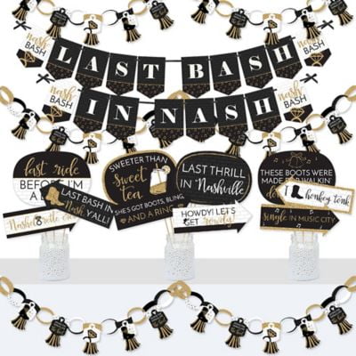 Nash Bash Banner And Photo Booth Decorations Nashville Bachelorette Party Supplies Kit Doterrific Bundle Walmart Com