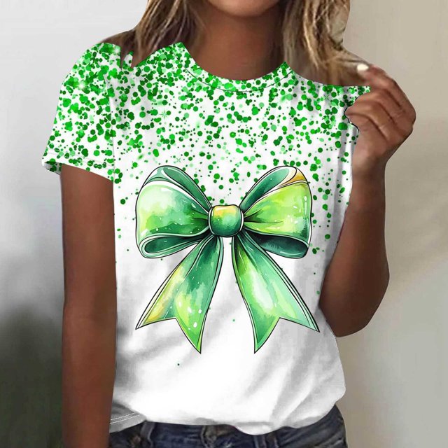 Puntoco Liquidación de camisetas cortas para mujer, nueva camiseta estampada informal de moda para mujer, camiseta de manga corta con cuello redondo