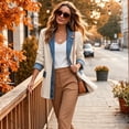 thumbnail image 7 of Hsovts Denim Patchwork Jackets for Women Patchwork Winter Fall Collared Jackets Corduroy Button Down Denim Cuffs Long Sleeve Lightweight Stylish Cardigan White XL, 7 of 7
