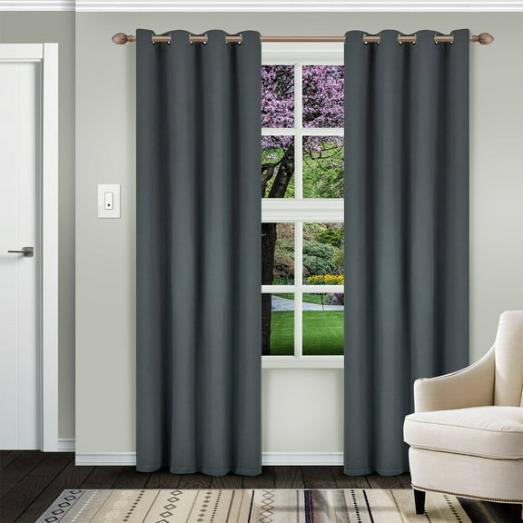 Solid Room Darkening Noise Reducing Thermal Blackout Curtain Set Silver / 52"x63"