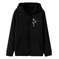 thumbnail image 4 of LOVZFMLL Vestes pour Femmes Mode Fermeture Éclair Col en V Chandail Manches Longues Imprimé Blouse à Capuche Chandail en Molleton, 4 of 5