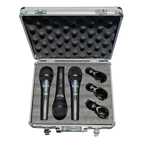 Micrófonos Super Bright D-903 Dinamicos Estuche Con 3 Piezas