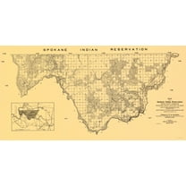 Historic County Map - Spokane Indian Reservation - Manning 1910 - 23 x 45.07 - Vintage Wall Art