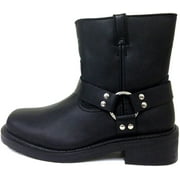 Men's Motorcycle Boots Short Genuine Leather Harness Engineer Biker Riding