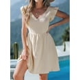 thumbnail image 4 of CUPSHE Women's Mini Dress V Neck Flutter Sleeve Cotton Self Tie Back A Line Short Summer Cover Up Dress, 4 of 5