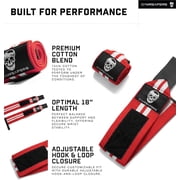 Gymreapers Weightlifting Wrist Wraps (IPF Approved) 18 Professional Quality Wrist Support with Heavy Duty Thumb Loop - Best Wrap for Powerlifting Competition, Strength Training, Bodybuilding